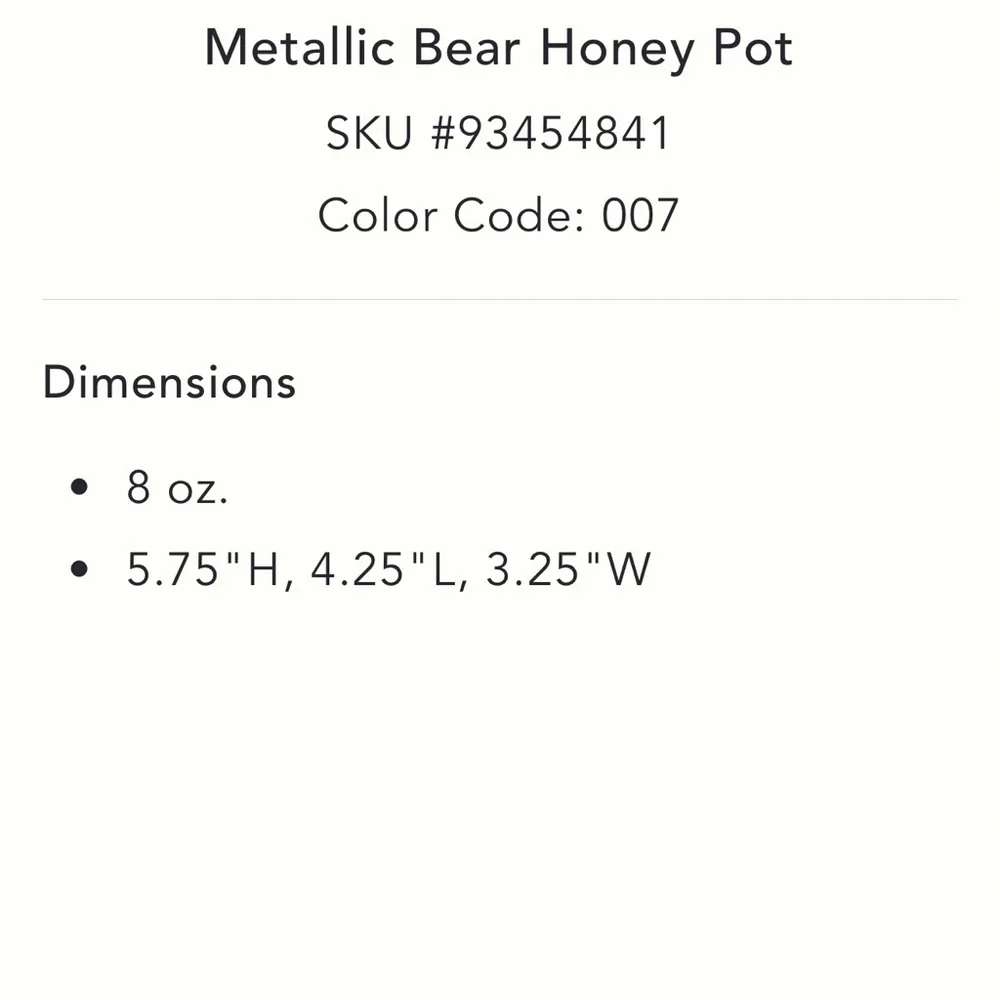 Anthropologie Silver Metallic Bear Honey Jar /Pot w/ Wooden Dipper in Bear’s Paw - Picture 7 of 13